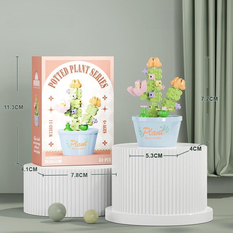 Букет Вечных Цветов Бонсай Комнатное Растение Модель Микро Строительные Блоки Украшение для Дома Головоломка Игрушки Детские Подарки на День Рождения Рождество