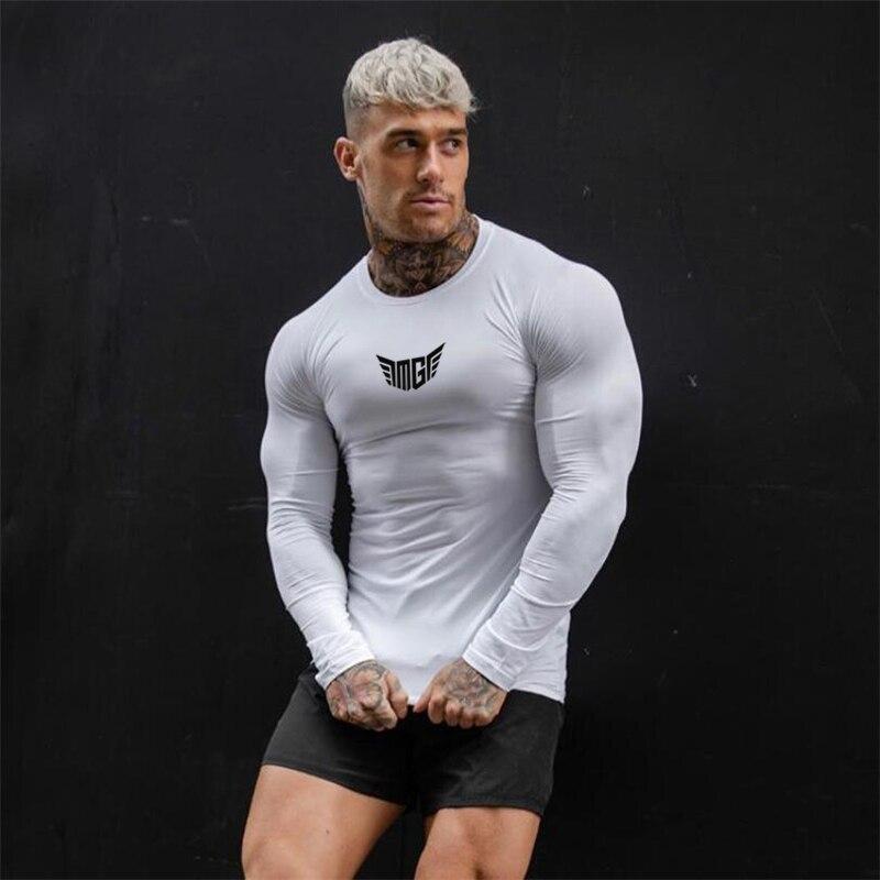 Осенняя новая модная футболка Muscleguys с принтом, пуловер с круглым вырезом, облегающий топ