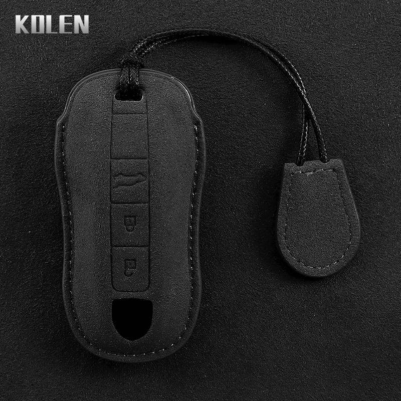 AABKR1 Leather Car Remote Key Case Cover Shell For Porsche Panamera Cayenne 971 911 9YA Boxster 3 Buttons Protected Fob Accessories Bag