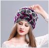 Russian Rex Rabbit Fur Hat Hand Made Knitted Beanies Soft Snow Hats