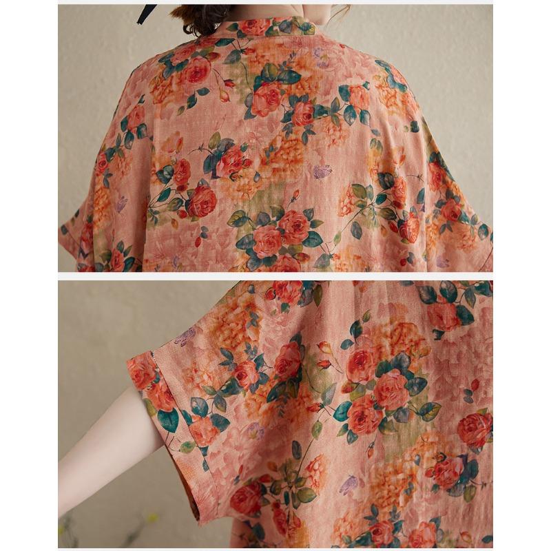 DIMANAF New Women 2025 Plus Size Summer Casual Floral Dress Vintage Long Dress Loose Basic Holiday Maxi