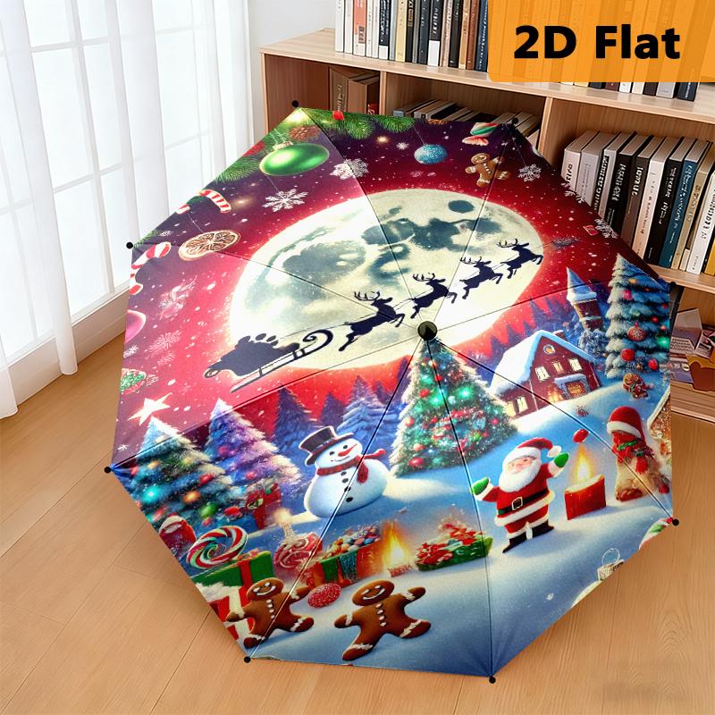 Snowflake Winter Pattern Folding Umbrella Suitable For All Seasons Umbrella Sun Umbrella Sun Umbrella Printing