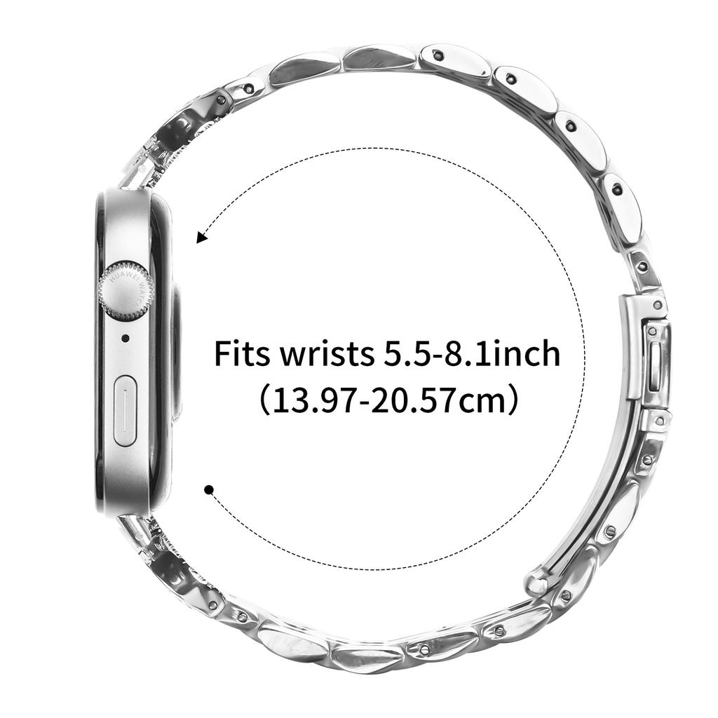 Ремешок для часов Huawei Watch Fit 4 Pro/Fit 4/Fit 3, семизвенный из нержавеющей стали, с rhinestone, коннектор в стиле бычьего рога