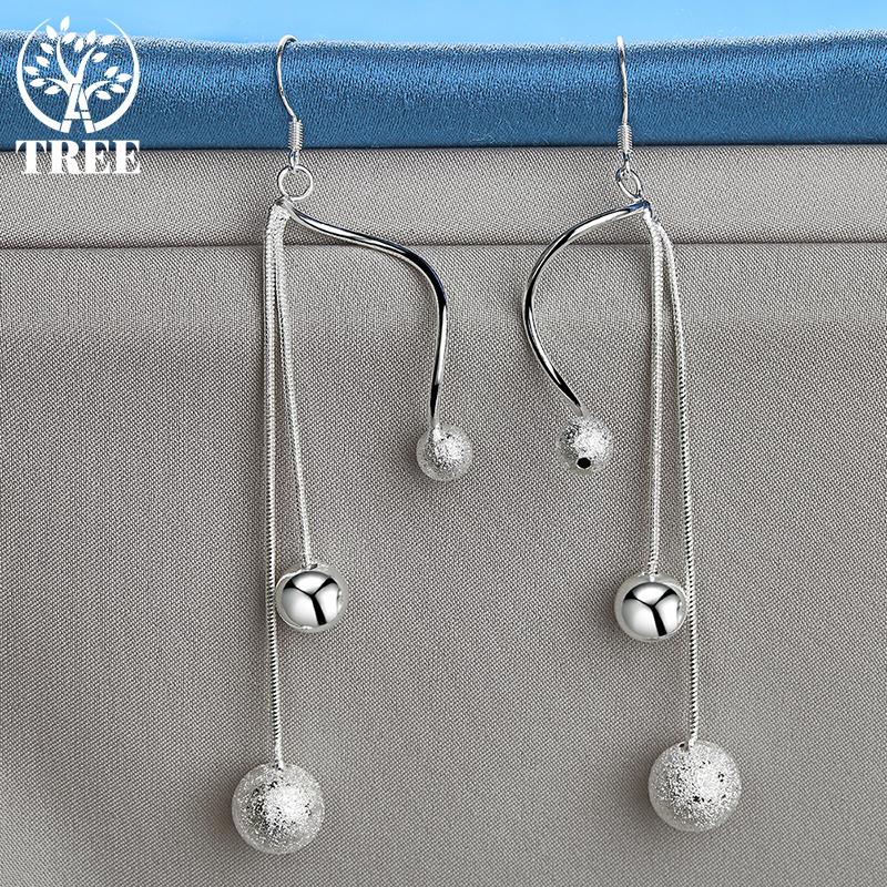 Ювелирные изделия из стерлингового серебра 925 пробы с гладкими матовыми бусинами и шариками-каплями