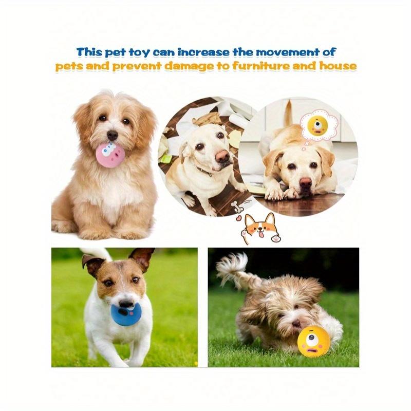 [Для собаки маленькой породы] 1/3 шт. Звуковая игрушка для собаки с милым дизайном больших глаз, Прочный резиновый жевательный мяч для питомца для чистки и шлифовки зубов со скрипучей собакой
