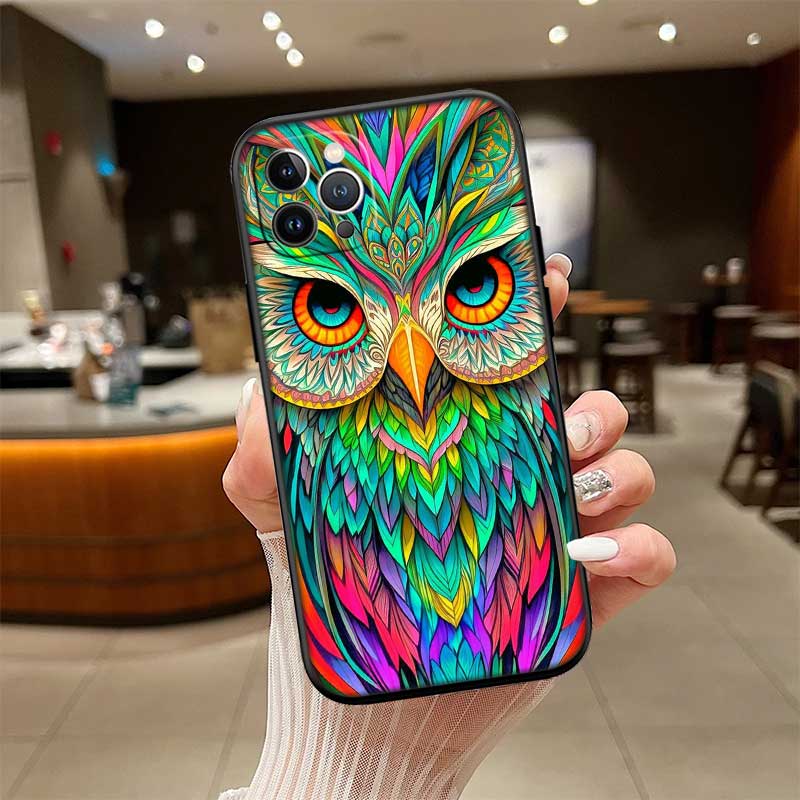 RE16 Cartoon Art Owl Shell Phone Case for Samsung Galaxy Note 10 20 S23 S24 S25 Ultra FE Plus Edge Lite A02S A35 A07 A17