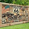 1pc Retro Route 66 Motorcycle Polyester Background Fabric - Retro American design, suitable for party decoration