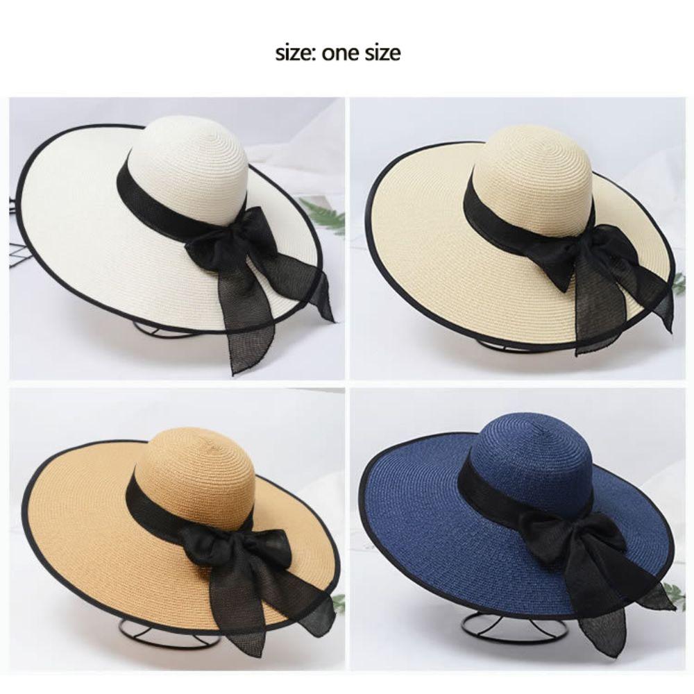 Foldable Sun Cap Bow Ribbon Beach Hat Casual Visors Cap  Outdoors