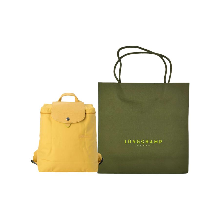Longchamp Le Pliage Snap Embroidered Logo Zipper Closure Canvas With Leather Backpack Women backpack Wheat-Yellow 1699919A81