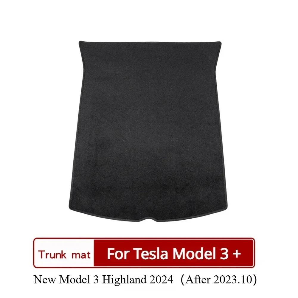 Trunk Mat for Tesla Model3 3+ Model Y Flocking Fabric Pad Front Rear Trunk Cargo Tray Storage Box Mats Flannel Cushion 2017-2024