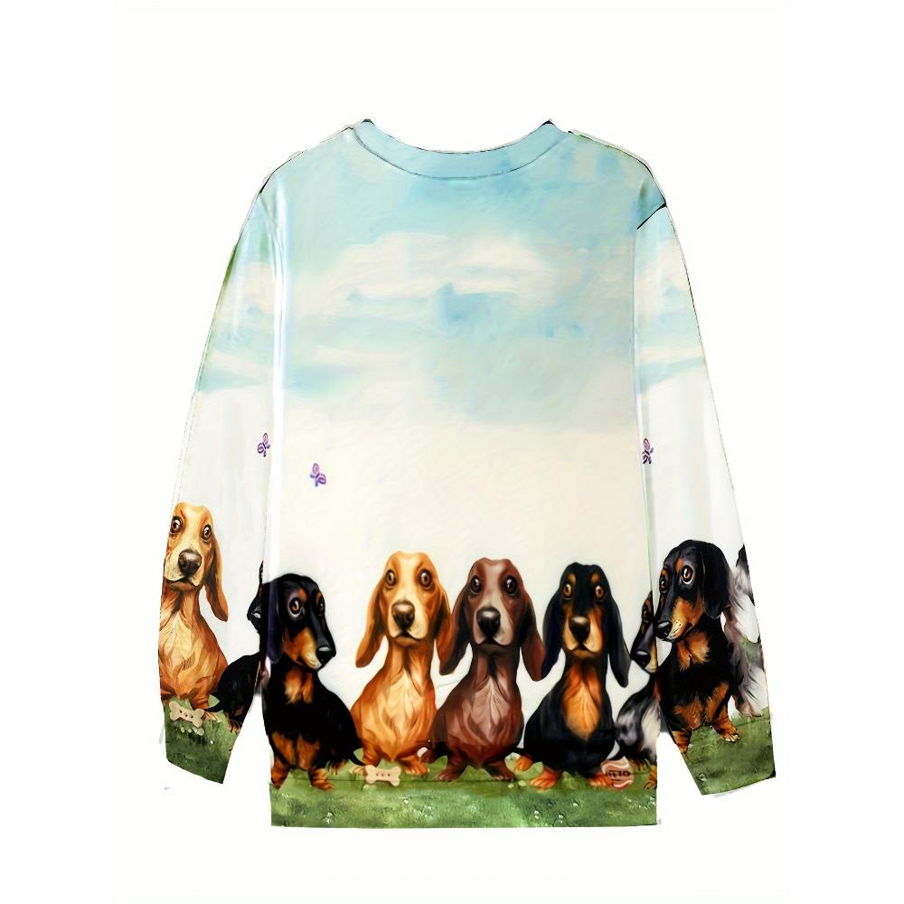 Толстовка-пуловер с принтом собаки больших размеров, повседневная толстовка с длинным рукавом и круглым вырезом для осени и зимы, женская одежда больших размеров