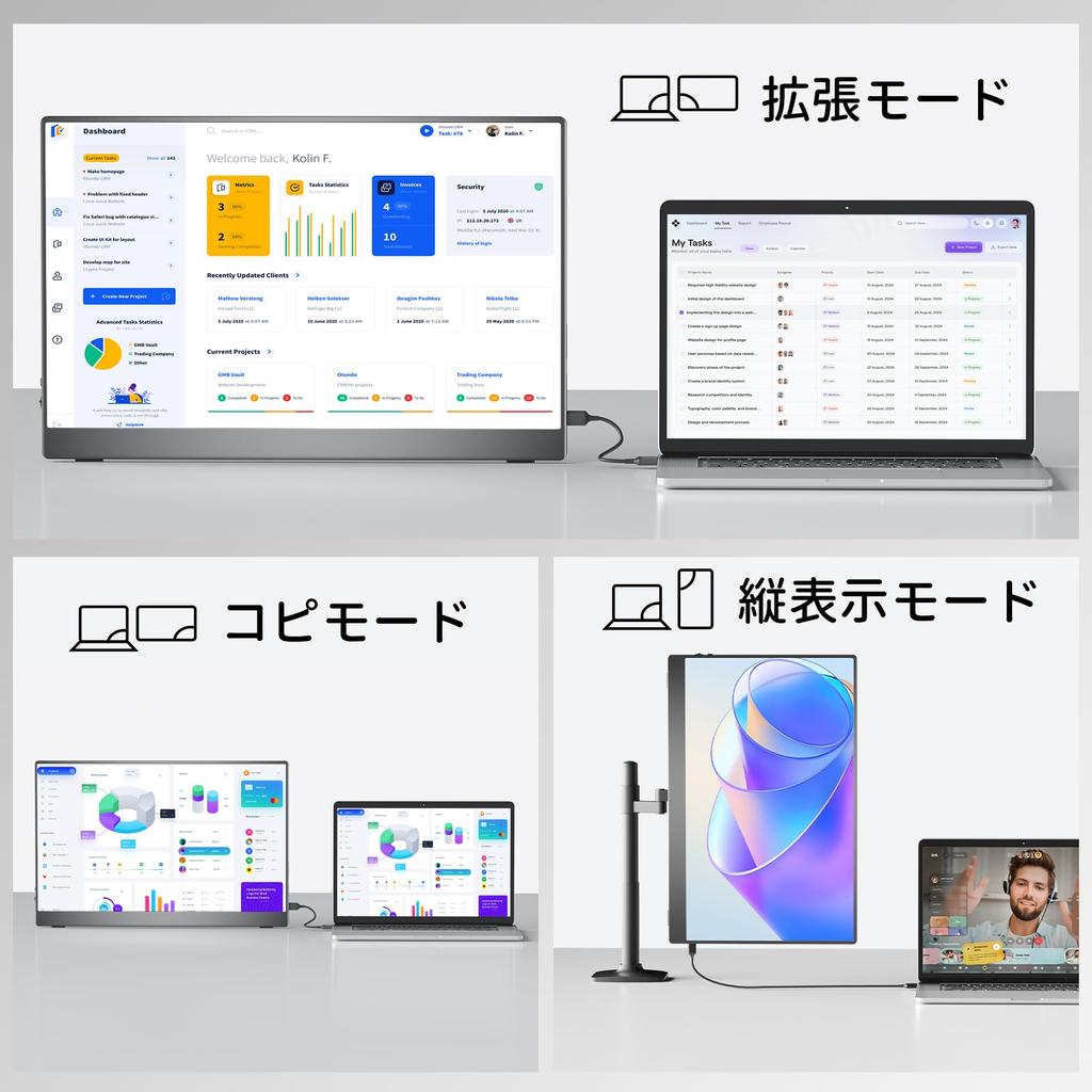 CUIUIC Mobile Monitor Inch Large Screen Gaming Monitor Mobile Display 100HZ Portable Monitor IPS LCD Panel Matte HDR Mode USB HDMI Speaker with Stand