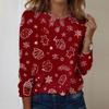 Women's Fashion Casual Long Sleeve Christmas Printed Round Neck Top