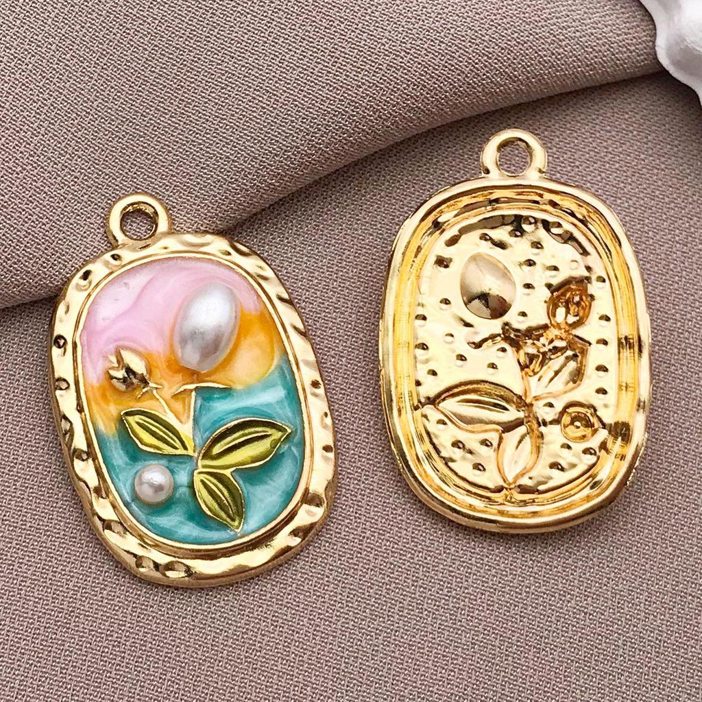 Французский Ретро Роскошный Набор Эмалевых Серьг и Ожерелья: Сад Моне Масляная живопись Дизайн цветов