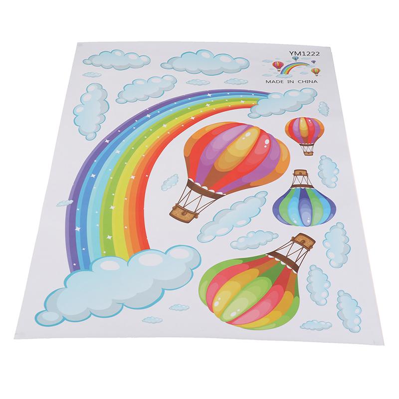 Мультфильм Радуга Облако Воздушный Шар Наклейка На Стену Детские Комнаты Фреска Искусство Наклейки