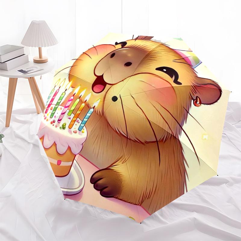 1pc Hamster Birthday Celebration Umbrella with Plastic Handle,Suitable for All Seasons Home Travel Outdoor UmbrellaDD181