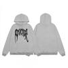 Мужская оверсайз толстовка с вышивкой в виде черепа и позвоночника Streetwear Повседневная толстовка-пуловер Смесь хлопка Свободный крой