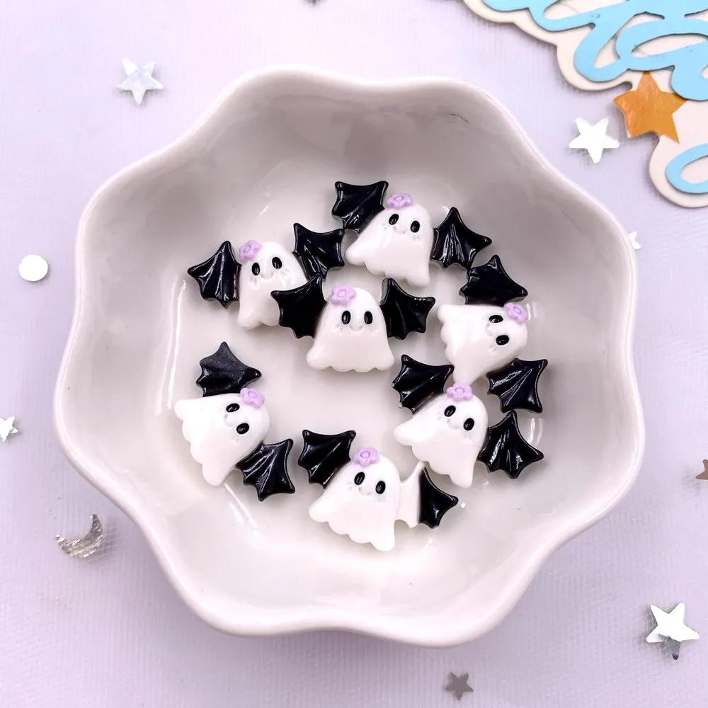 10 шт. смоляных красочных милых фигурок в виде ведьминой шляпы, кошки, летучей мыши, черепа, плоских камней, сделай сам, бант, украшение на Хэллоуин, аксессуары для скрапбукинга