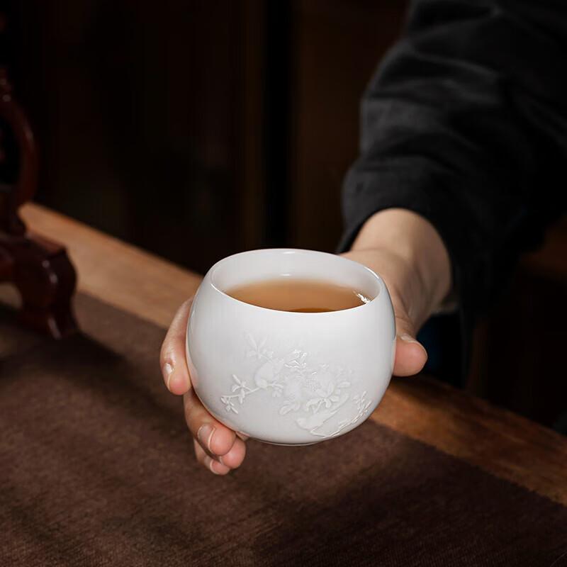 Jinxiangyu Tea Cup, Personal Household Tea Drinking Ice Jade Porcelain Water Cup, Master Cup Kung Fu Tea Set Gift Box High-End, Duofu