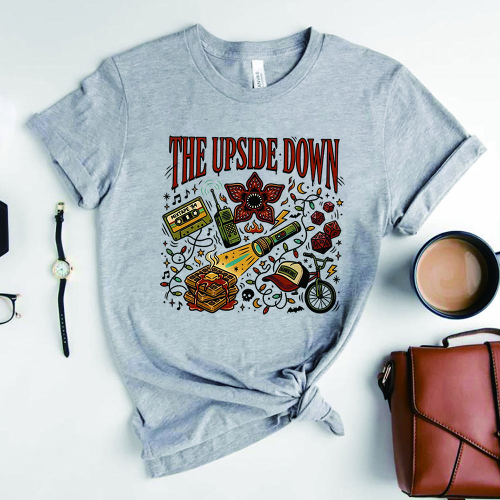 The Upside Down Tshirt Vintage St5 Shirt Retro Tv Shirts Hawkins Shirts 80s Tee Unisex Short Sleeves Casual Tops Fan Gift