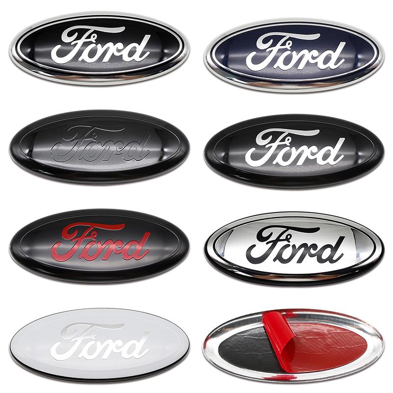 UJOV9 1Pc 17.5cm Aluminum Front Grille Hood Logo Sticker For Ford Focus Fiesta Mondeo Ranger Trunk Accessories 3D Luxury Pro Premium