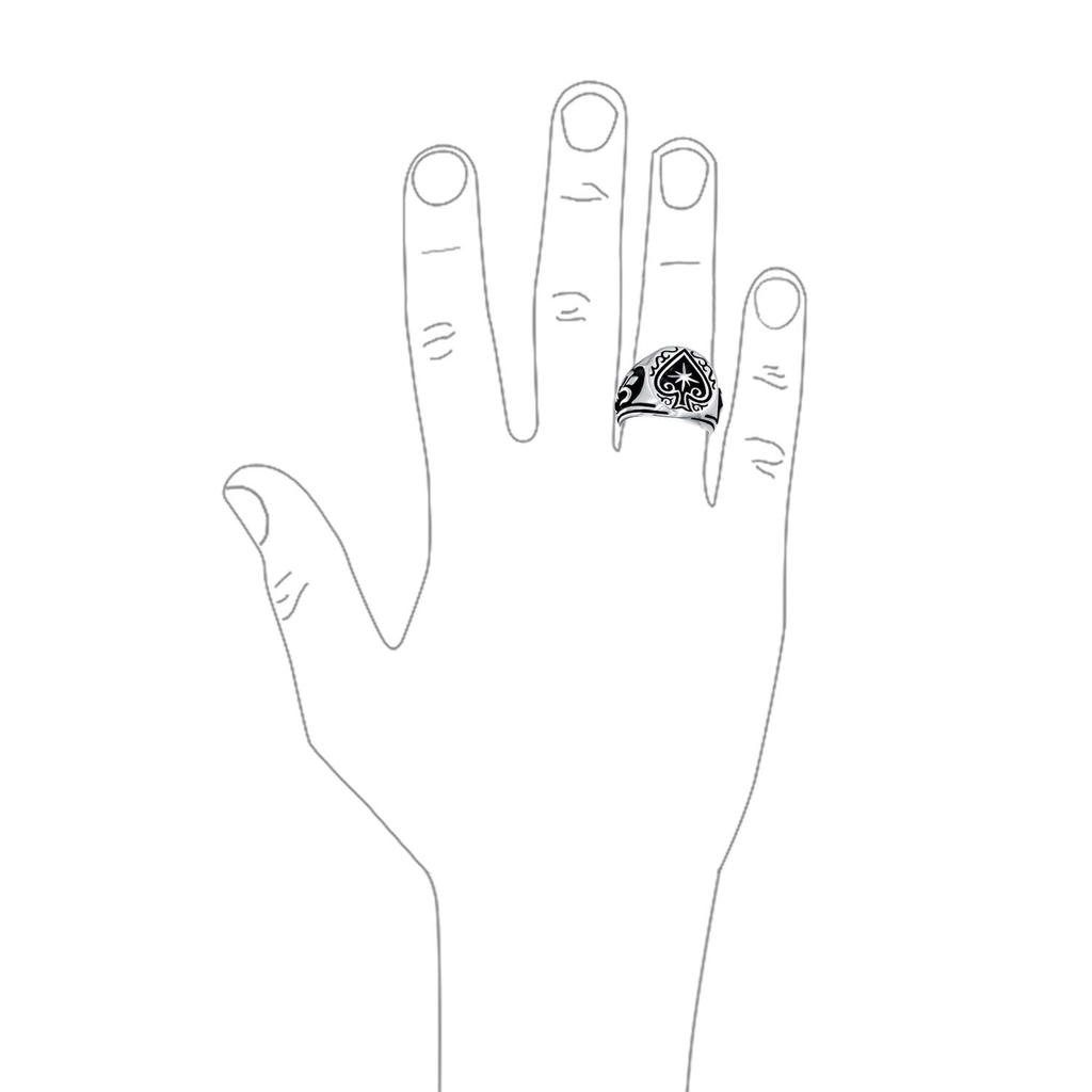 Старинное гравированное кольцо Good Luck Gambler Las Vegas Lucky Star Casino элегантное черное кольцо с пикой для мужчин из стерлингового серебра .925