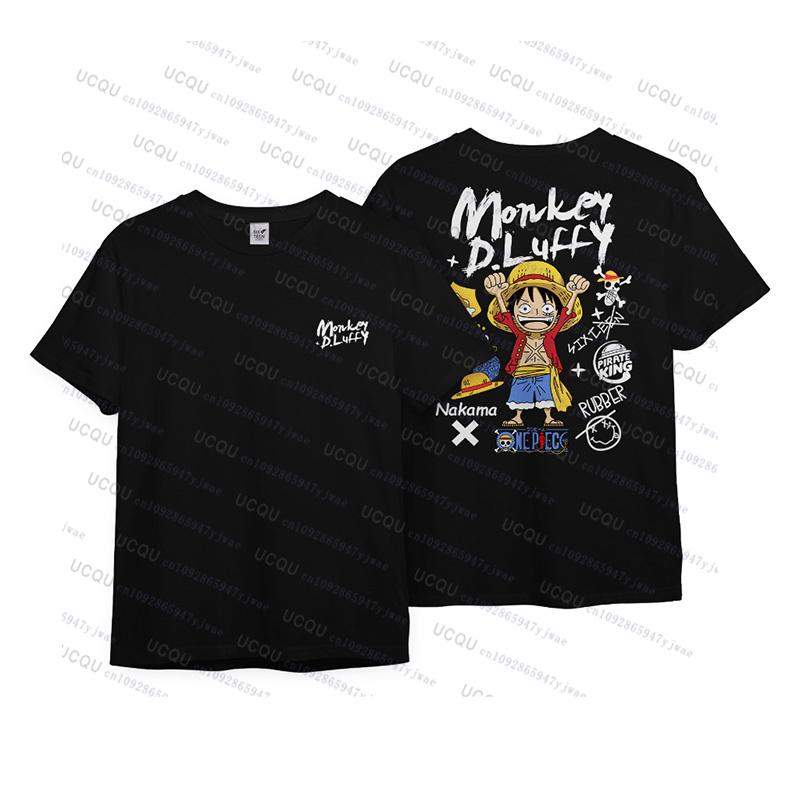 Футболка ONE PIECE Joint с коротким рукавом, принт Луффи Gear5, хлопковая футболка, мужская/женская, оверсайз, модная, Bandai, футболка для косплея, детская/взрослая