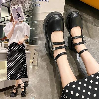 Классическая женская обувь Мэри Джейн, туфли-оксфорды на высоком каблуке с пряжкой и ремешком, женские туфли-оксфорды с круглым носком, однотонные туфли-лодочки на платформе, большие размеры