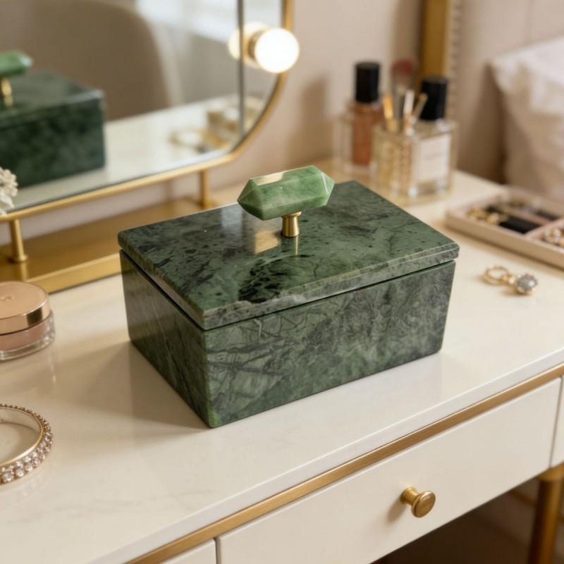Marble-Style Jewelry Box With Lid Dresser Entryway Key Storage Modern Minimalist Small Organizer