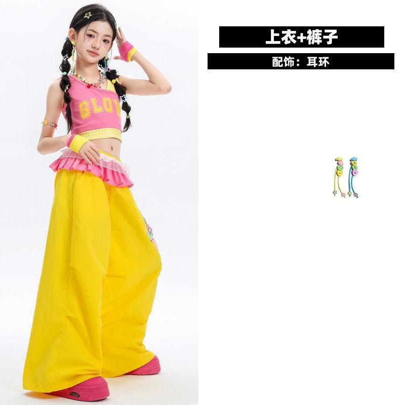 Girls Jazz Dance Costume Kids Hip Hop Performance Outfit Trendy Stage Wear
