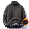 Autumn and Winter Men's Casual Solid Color Fleece Thicken Turtleneck Sweaters