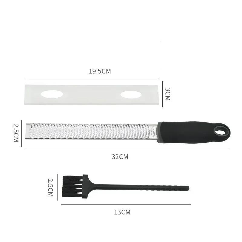 304 Stainless Steel Cheese Grater With Brush Plastic Anti Slip Handle Chocolate Lemon Grater Garlic Cheese Grater Kitchen Tools