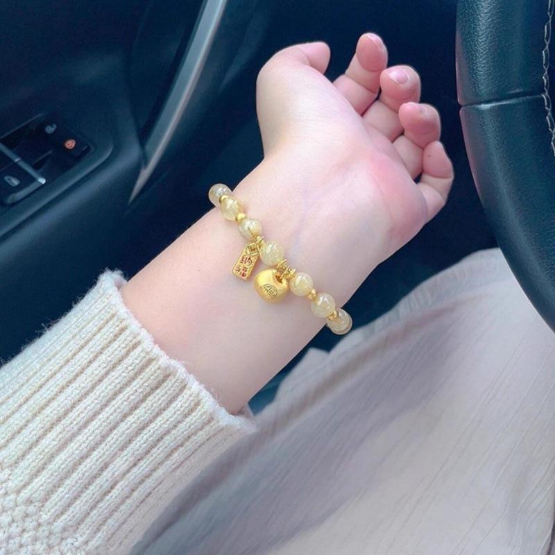 Браслет из золотистого рутилового кварца и ретро-цитрина - Женский, вдохновленный Xiaohongshu