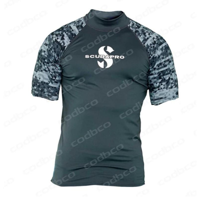 Mens Short Sleeve Rash Guard UPF 50 Sun Protection Swim Shirt Surfing Diving Swimming Beach Water Sports