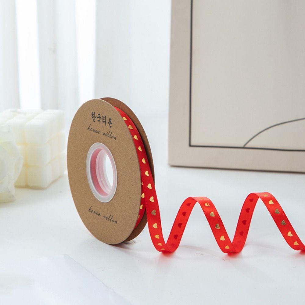 Classic Gold-stamped Heart Ribbons 1cm*30 meters Gift Packaging Ribbon  DIY