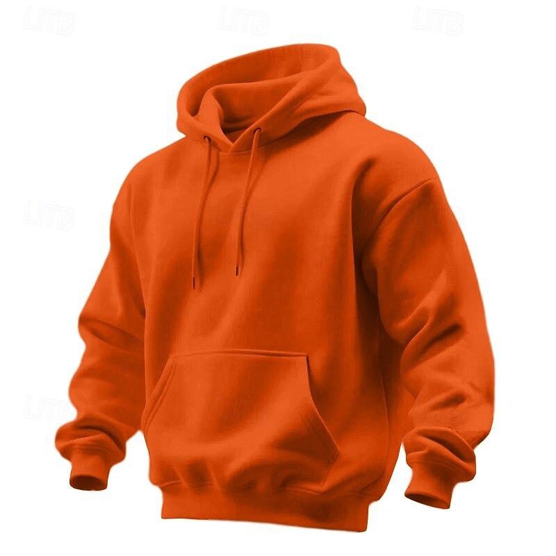 Unisex Winter Solid Color Hooded Sweatshirt Loose Fit Long Sleeve Casual Pullover Men Women