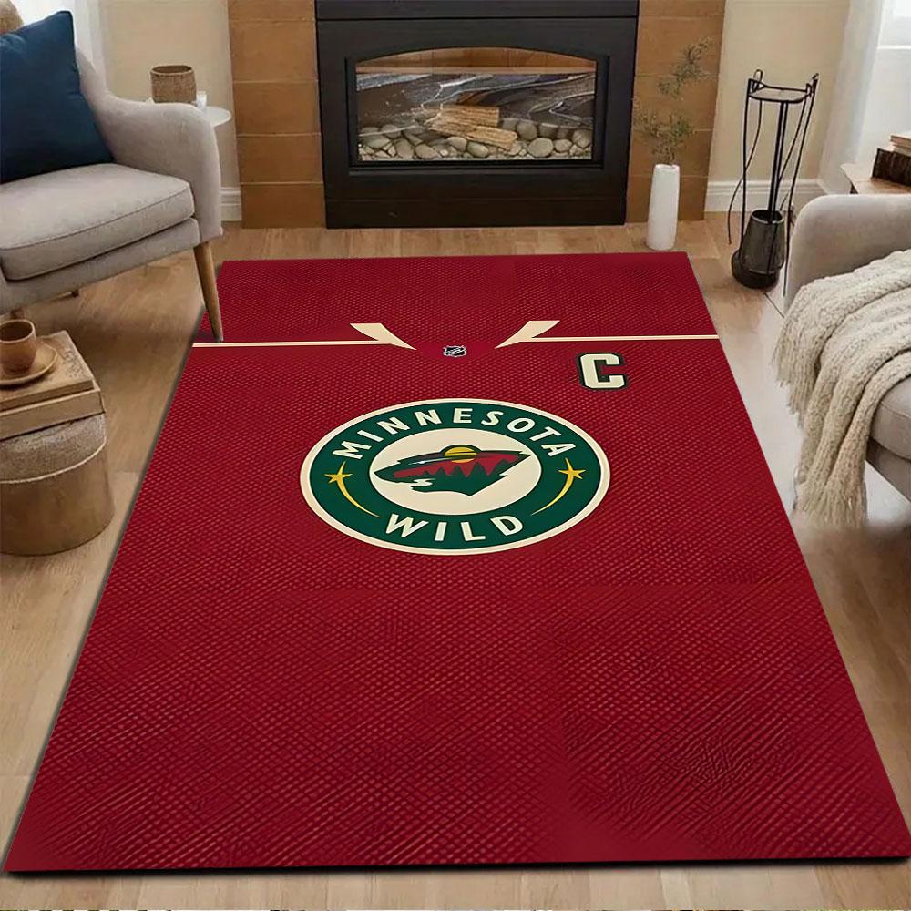 Ковер с узором, нескользящий коврик с логотипом команды Minnesota Wild на красном фоне, подходит для гостиной и спальни, диванов