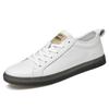 Мужская обувь, модная повседневная обувь из натуральной кожи для мужчин, весна-осень 2022 г., дышащие белые кроссовки на шнуровке, мужские роскошные мокасины