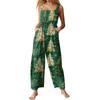 Womens Casual Overalls Jumpsuits Adjustable Straps Sleeveless Print Comfy Rompers With Pocket