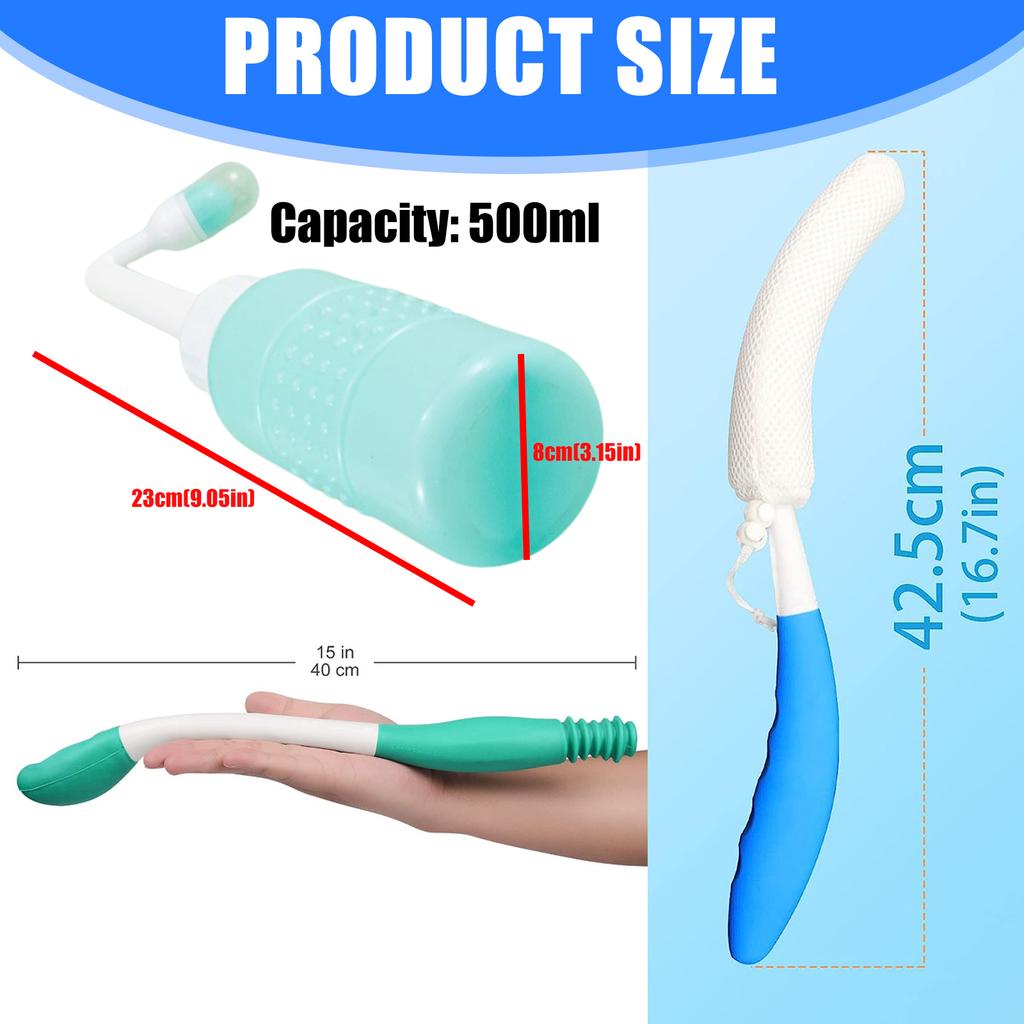 3 Piece Bathroom Toilet Aids Set For Elderly Pregnancy Care With Long Handle Brush And Perineal Washer No Bend Design