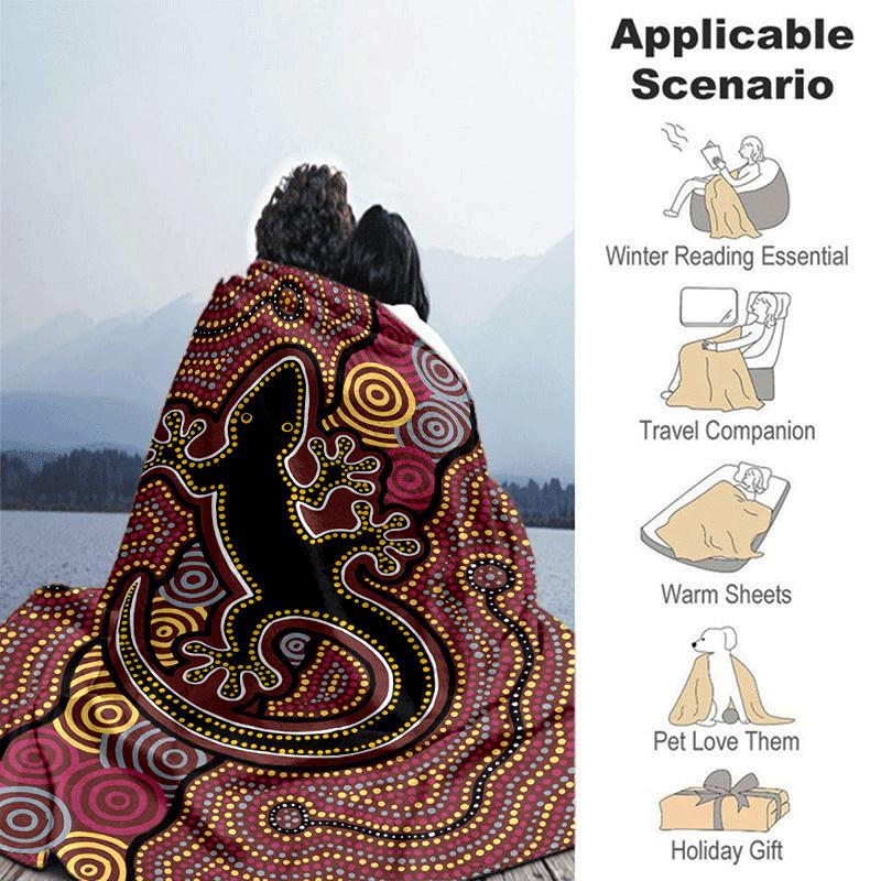 1pc Indigenous Style Lizard Printing Lightweight Flannel Blanket, Comfortable and Warm Blanket,  Sofa Bed and Couch Office, Suitable for Gift Blankets