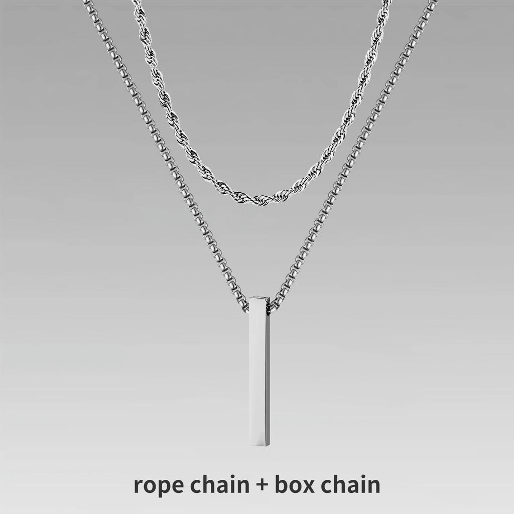 Мужские ожерелья с вертикальными полосками Vnox 3D, многослойная геометрическая подвеска из нержавеющей стали, кубинская цепочка из многослойной пшеничной веревки, ошейник для мальчика