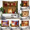 Christmas Tapestry Snowflakes Santa Claus Winter Night Hanging Cloth Fireplace Blanket Gifts Christmas Wall Decorations for Home