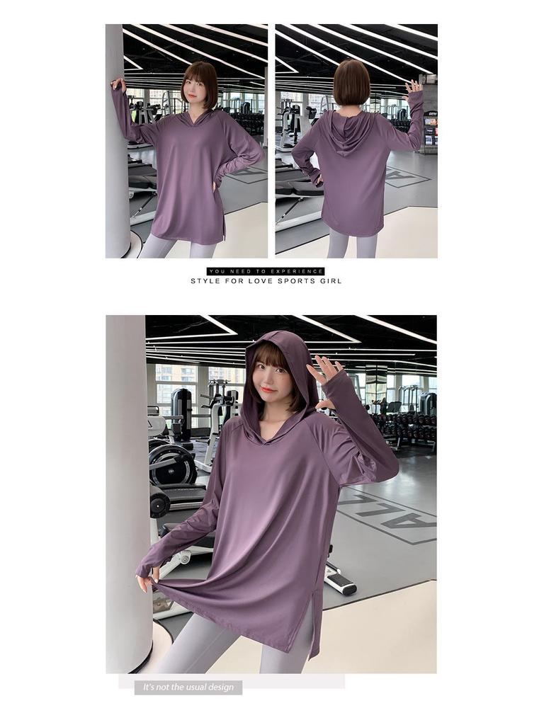 Женский кардиган с капюшоном быстросохнущий: Весенне-осенний свободный топ с длинным рукавом для йоги и тренировок