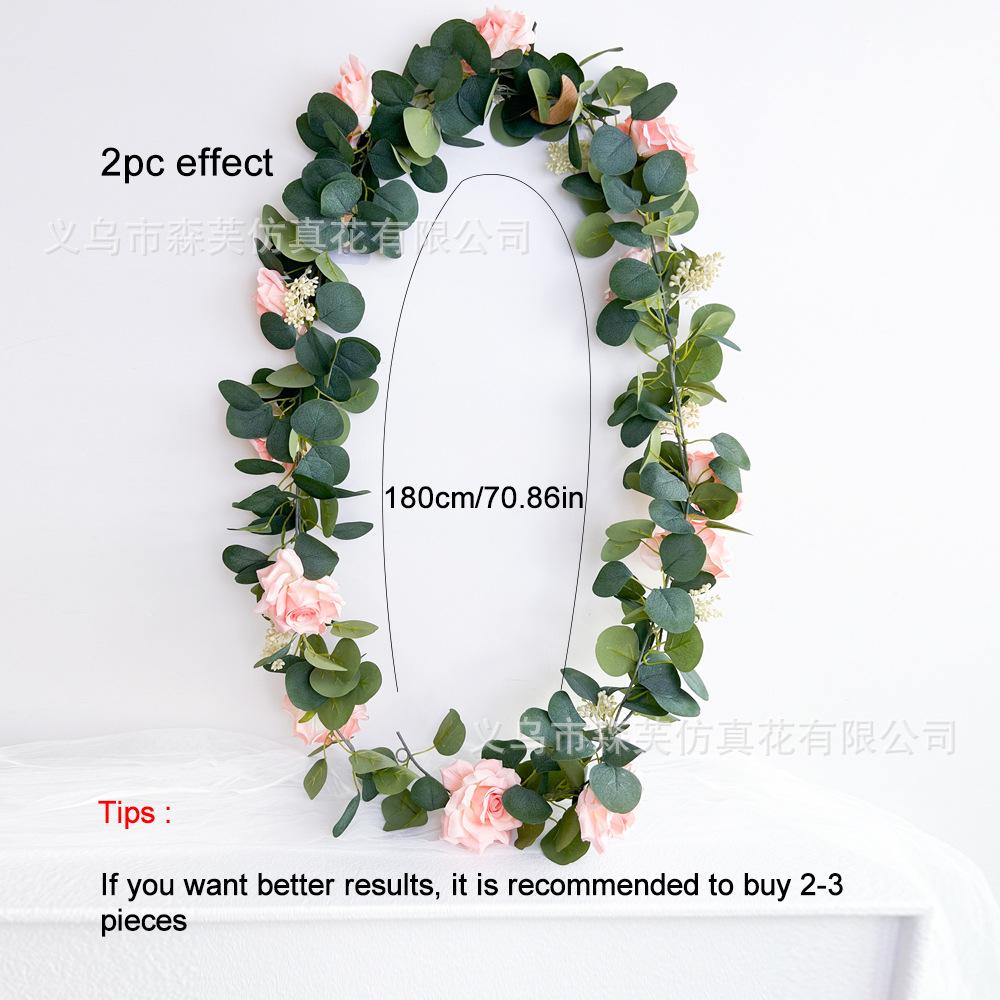 Simulated Green Plant Eucalyptus Rose Berry Rattan Wedding Home Table Rattan Wall Hanging Decoration