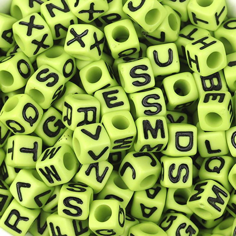 100Pcs/Lot Trendy Acrylic Square Alphabet Beads Large Hole Letter Loose Spacer Bead Jewelry Handmade Bracelet Making Supplies