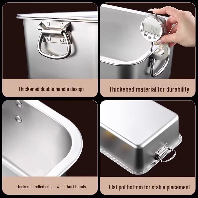 Venus Stainless Steel Deep Rectangular Buffet Pan with Handles