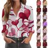 Женская рубашка-блузка с принтом и пуговицами, длинный рукав, повседневный базовый рубашечный воротник, обычный топ