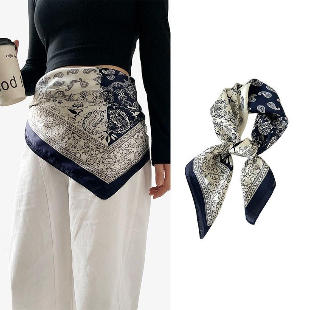 Paisley Print Soft Satin Kerchief Soft Satin Hair Scarf Retro Neckerchief Shawl Bag Decoration