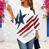 Womens Plus Size Casual Three Quarter Sleeve Blouse Pointed Hem Soft Breathable Daily Ladies Outfit Top